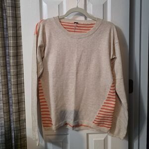 Poof! Beige and Orange Striped Sweater
